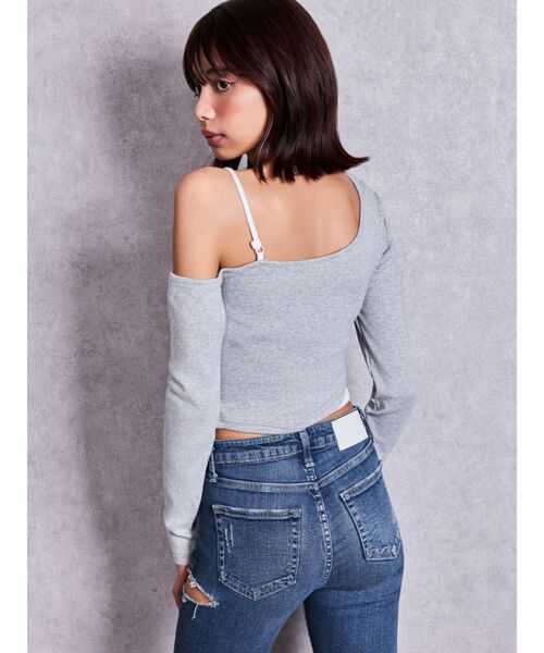 GYDA(ジェイダ)の「Bratlisted Bebeワンショルデザイントップス(Tシャツ/カットソー・レディース・グレー/ブラック/オフホワイト・FREE)」の10枚目の写真