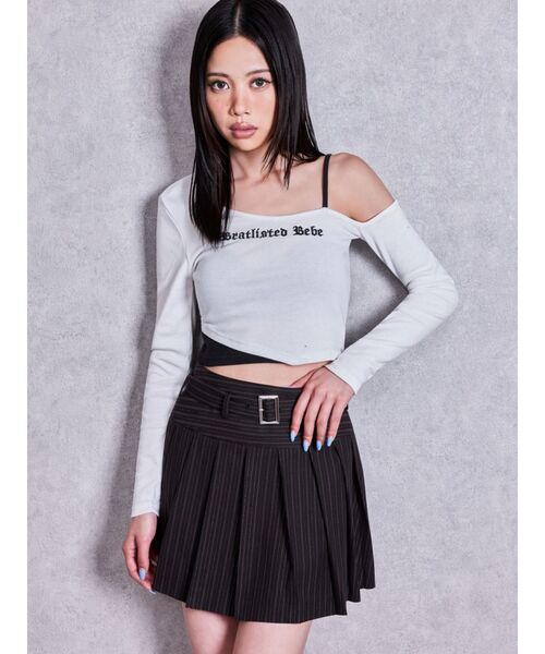 GYDA(ジェイダ)の「Bratlisted Bebeワンショルデザイントップス(Tシャツ/カットソー・レディース・グレー/ブラック/オフホワイト・FREE)」の13枚目の写真