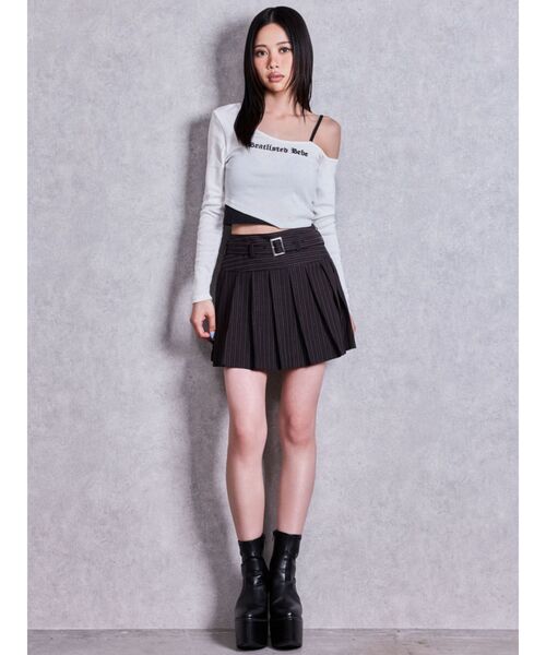 GYDA(ジェイダ)の「Bratlisted Bebeワンショルデザイントップス(Tシャツ/カットソー・レディース・グレー/ブラック/オフホワイト・FREE)」の15枚目の写真