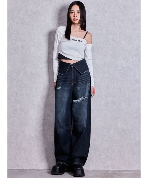 GYDA(ジェイダ)の「Bratlisted Bebeワンショルデザイントップス(Tシャツ/カットソー・レディース・グレー/ブラック/オフホワイト・FREE)」の19枚目の写真