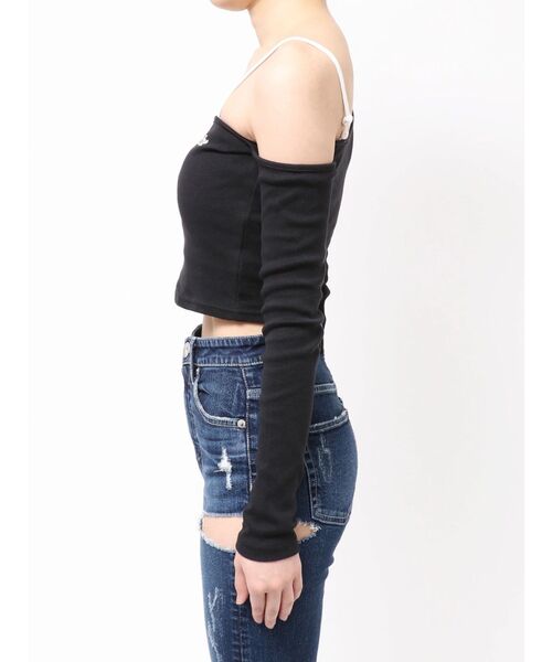GYDA(ジェイダ)の「Bratlisted Bebeワンショルデザイントップス(Tシャツ/カットソー・レディース・グレー/ブラック/オフホワイト・FREE)」の22枚目の写真