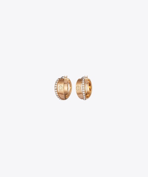 TORY BURCH(トリーバーチ)の「アイコン パヴェ ダブル フープピアス(ピアス(両耳用)・レディース・ゴールド・ONE SIZE)」の1枚目の写真