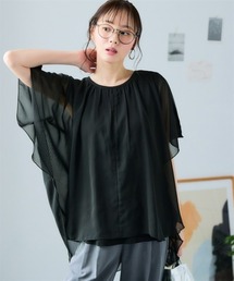 <大きいサイズ> シフォンドルマンチュニック