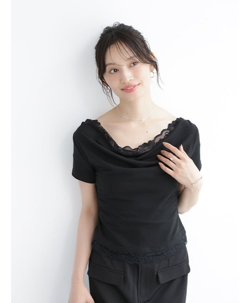 fifth（フィフス）の「レースドッキングドレーププルオーバー（Tシャツ/カットソー・レディース・ブラック・M）」の3枚目の写真