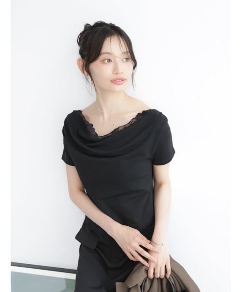 fifth（フィフス）の「レースドッキングドレーププルオーバー（Tシャツ/カットソー・レディース・ブラック・M）」の4枚目の写真