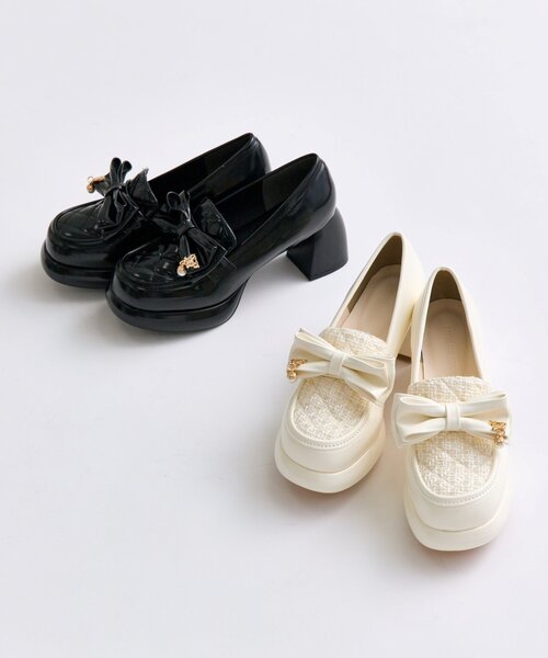 OLIVE des OLIVE（オリーブデオリーブ）の「Aimerianejoieキルティングリボンローファー（ローファー・レディース・アイボリー/ブラック・LARGE/MEDIUM/SMALL）」の15枚目の写真