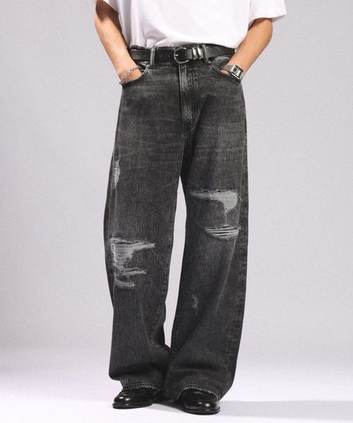 セール】DISTRESSED STRAIGHT DENIM PANTS/ダメージデニムストレート