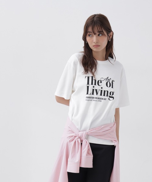 NATURAL BEAUTY BASIC(ナチュラルビューティーベーシック)の「ボクシーロゴTシャツ(Tシャツ/カットソー・レディース・チャコールグレー/オフホワイト・FREE)」の6枚目の写真