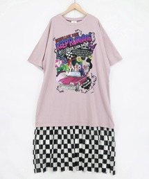 162731：ダークメルヘン×チェック柄 チュール裾切替ワンピース