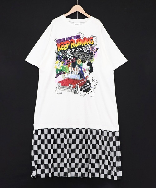 ScoLar(スカラー)の「162731:ダークメルヘン×チェック柄 チュール裾切替ワンピース(ワンピース・レディース・チャコールグレー/オフホワイト/パープル・M)」の11枚目の写真