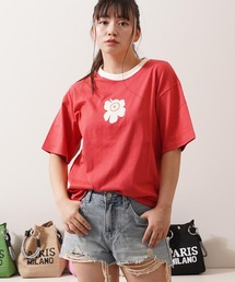 リンガーネック フラワーTシャツ / Ringer Neck Flower T-shirt