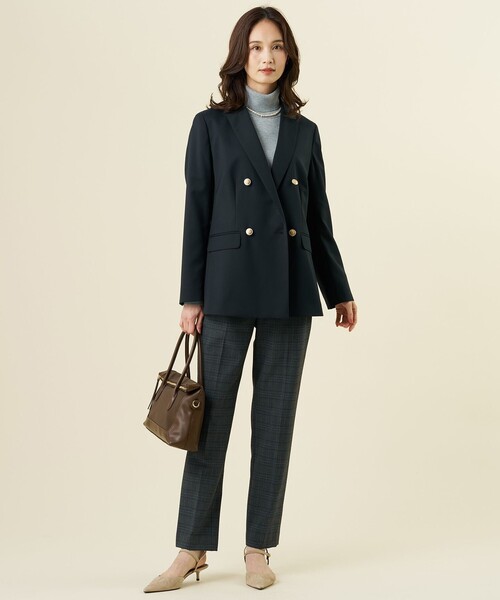 J.PRESS(ジェイプレス)の「T/W ギャバ ダブル ジャケット(テーラードジャケット・レディース・ブラウン系/ネイビー系・T15/T13)」の7枚目の写真