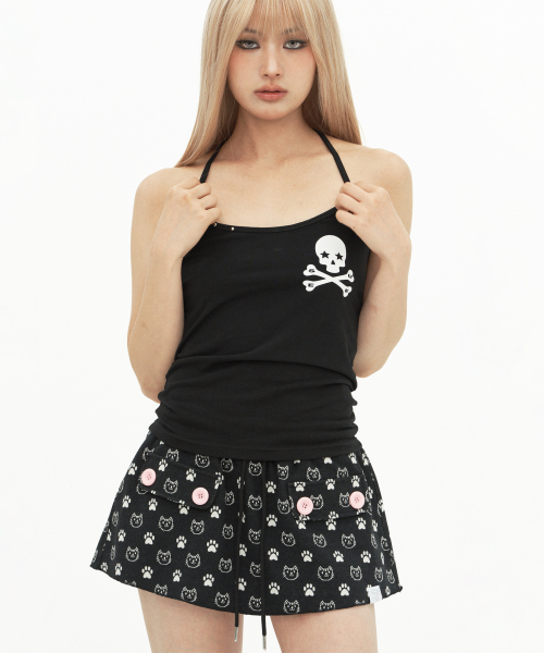 SETUP-EXE(セットアップイーエックスイー)の「SKULL LOGO LINE HALTERNECK / BLACK(Tシャツ/カットソー・レディース・その他・OS)」の1枚目の写真