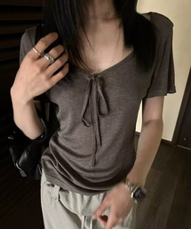 フロントリボンTシャツ