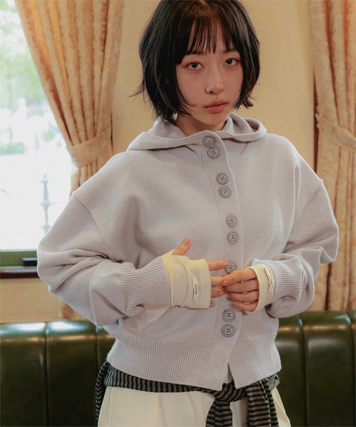miette（ミエット）の「スタンドフードニットプルオーバー（ニット/セーター・レディース・ライトグレー/ブラウン/ブラック・FREE）」の10枚目の写真