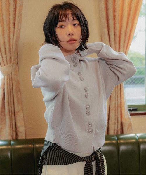miette（ミエット）の「スタンドフードニットプルオーバー（ニット/セーター・レディース・ライトグレー/ブラウン/ブラック・FREE）」の16枚目の写真