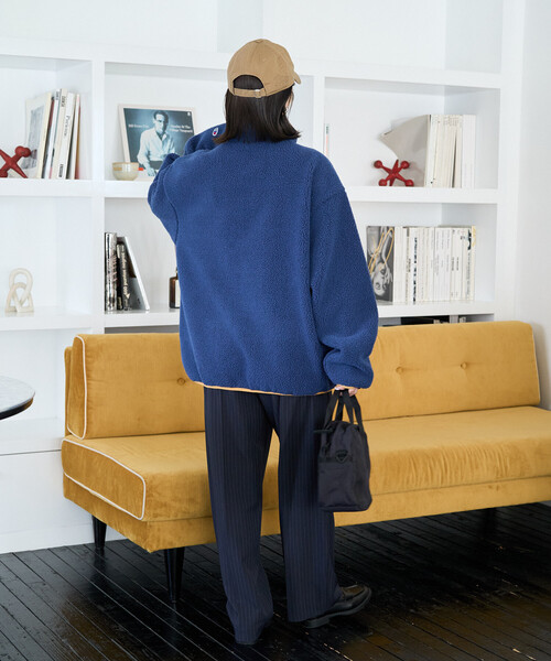 FREAK'S STORE（フリークスストア）の「限定展開 Champion × FREAK'S STORE/チャンピオン 別注 配色 ボアフリース パイピング ジャケット（その他アウター・レディース・ブラック/ネイビー/オフホワイト/ブラウン・ﾌﾘ-）」の14枚目の写真