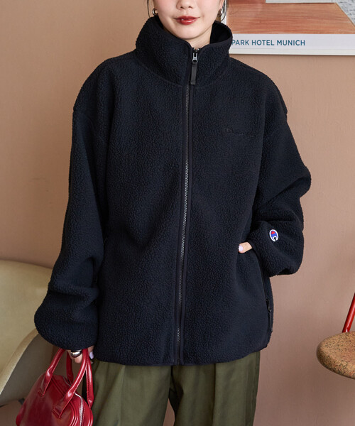 FREAK'S STORE（フリークスストア）の「限定展開 Champion × FREAK'S STORE/チャンピオン 別注 配色 ボアフリース パイピング ジャケット（その他アウター・レディース・ブラック/ネイビー/オフホワイト/ブラウン・ﾌﾘ-）」の16枚目の写真