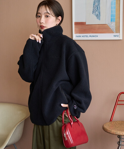 FREAK'S STORE（フリークスストア）の「限定展開 Champion × FREAK'S STORE/チャンピオン 別注 配色 ボアフリース パイピング ジャケット（その他アウター・レディース・ブラック/ネイビー/オフホワイト/ブラウン・ﾌﾘ-）」の19枚目の写真