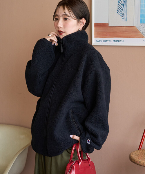 FREAK'S STORE（フリークスストア）の「限定展開 Champion × FREAK'S STORE/チャンピオン 別注 配色 ボアフリース パイピング ジャケット（その他アウター・レディース・ブラック/ネイビー/オフホワイト/ブラウン・ﾌﾘ-）」の20枚目の写真