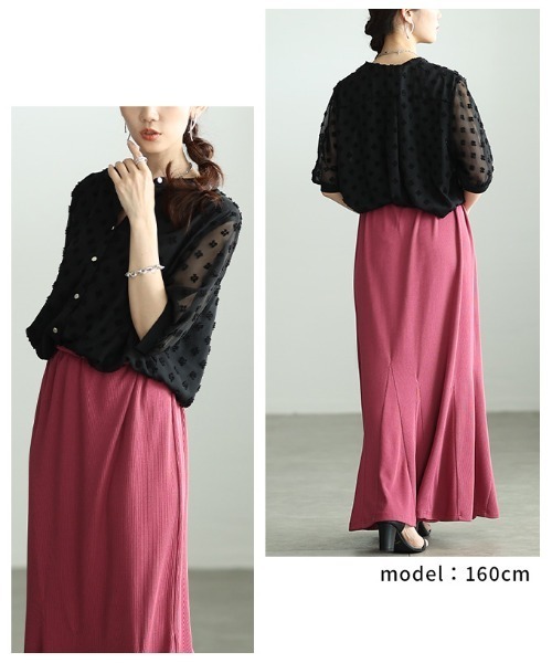 Sawa a la mode(サワアラモード)の「立体ドットふんわりスリーブシアーブラウス(シャツ/ブラウス・レディース・ホワイト/ブラック・FREE)」の10枚目の写真