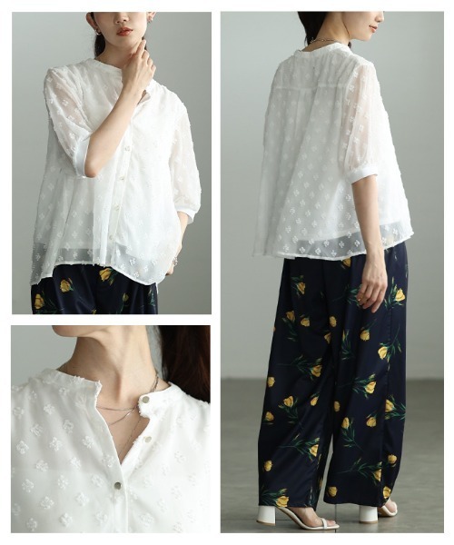 Sawa a la mode(サワアラモード)の「立体ドットふんわりスリーブシアーブラウス(シャツ/ブラウス・レディース・ホワイト/ブラック・FREE)」の20枚目の写真