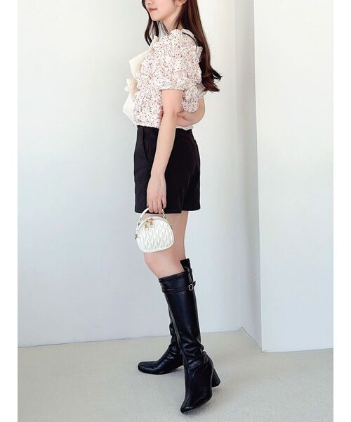 dazzlin(ダズリン)の「トリプルリボンショートブラウス(シャツ/ブラウス・レディース・アイボリー/ブラック・FREE)」の12枚目の写真