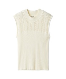 【ウォッシャブル】アイレットハイネックノースリニット