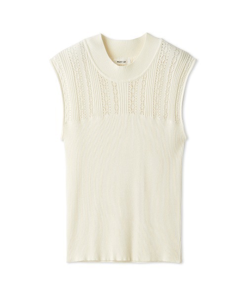 WONDERFUL — Ailette High Neck No-Sleeve Knit — майка с высоким воротником