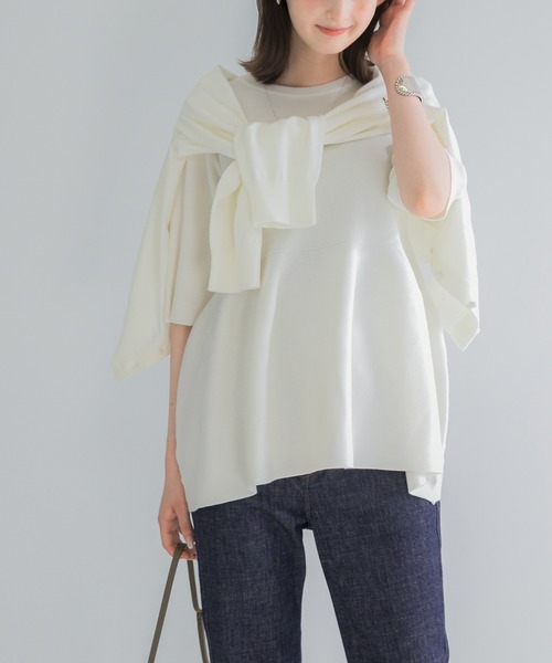 URBAN RESEARCH ROSSO WOMEN(アーバンリサーチ ロッソ)の「『WEB限定』フォルムニットアンサンブル(ニット/セーター・レディース・ホワイト/ネイビー・FREE)」の1枚目の写真