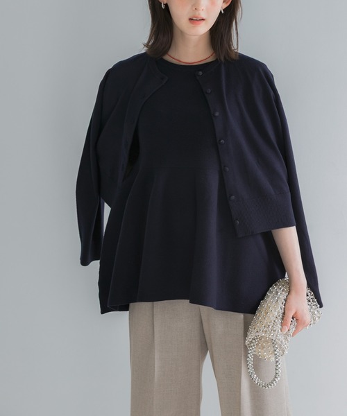 URBAN RESEARCH ROSSO WOMEN(アーバンリサーチ ロッソ)の「『WEB限定』フォルムニットアンサンブル(ニット/セーター・レディース・ホワイト/ネイビー・FREE)」の3枚目の写真