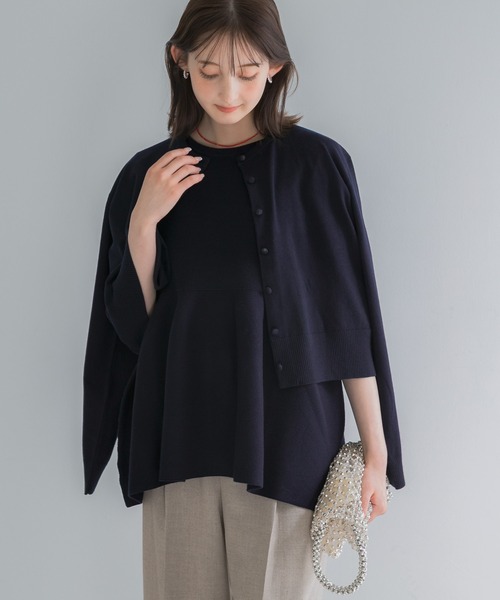 URBAN RESEARCH ROSSO WOMEN(アーバンリサーチ ロッソ)の「『WEB限定』フォルムニットアンサンブル(ニット/セーター・レディース・ホワイト/ネイビー・FREE)」の4枚目の写真