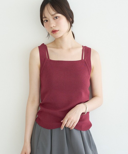 earth music&ecology(アースミュージックアンドエコロジー)の「ソウバリタンクトップ(タンクトップ・レディース・ボルドー/オフホワイト/ブラック・FREE)」の3枚目の写真