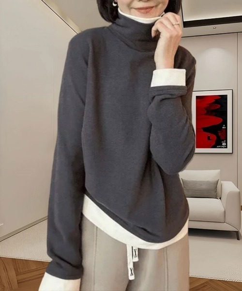 Flugge(フラッジー)の「タートルネックレイヤードニット(ニット/セーター・レディース・ブラック/グレー・MEDIUM/LARGE)」の2枚目の写真