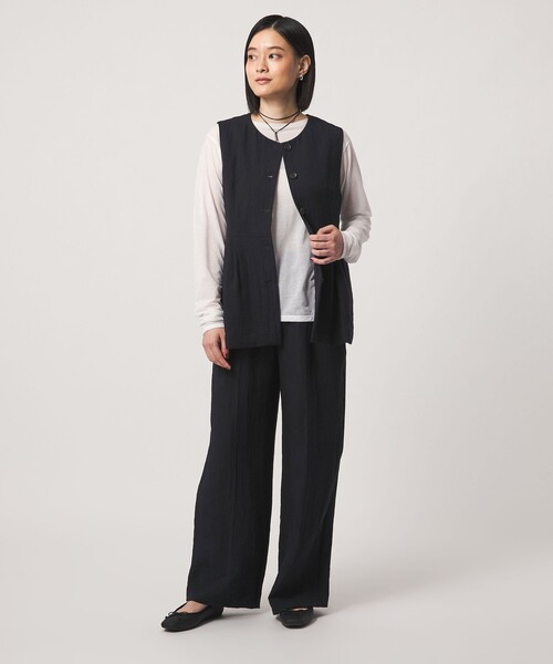 A DAY IN THE LIFE UNITED ARROWS(アデイインザライフユナイテッドアローズ)の「シボ ペプラムベスト+パンツ ‐セットアイテム・ウォッシャブル‐<A DAY IN THE LIFE>(ワンピース・レディース・ブラック/ダークブラウン/ネイビー・FREE)」の3枚目の写真
