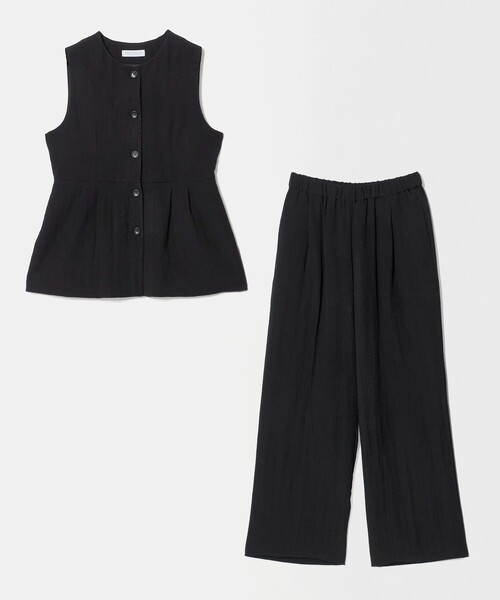 A DAY IN THE LIFE UNITED ARROWS(アデイインザライフユナイテッドアローズ)の「シボ ペプラムベスト+パンツ ‐セットアイテム・ウォッシャブル‐<A DAY IN THE LIFE>(ワンピース・レディース・ブラック/ダークブラウン/ネイビー・FREE)」の1枚目の写真