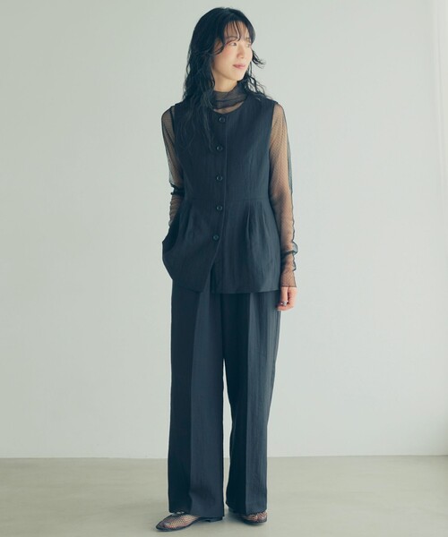A DAY IN THE LIFE UNITED ARROWS(アデイインザライフユナイテッドアローズ)の「シボ ペプラムベスト+パンツ ‐セットアイテム・ウォッシャブル‐<A DAY IN THE LIFE>(ワンピース・レディース・ブラック/ダークブラウン/ネイビー・FREE)」の10枚目の写真