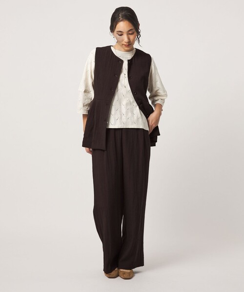 A DAY IN THE LIFE UNITED ARROWS(アデイインザライフユナイテッドアローズ)の「シボ ペプラムベスト+パンツ ‐セットアイテム・ウォッシャブル‐<A DAY IN THE LIFE>(ワンピース・レディース・ブラック/ダークブラウン/ネイビー・FREE)」の16枚目の写真