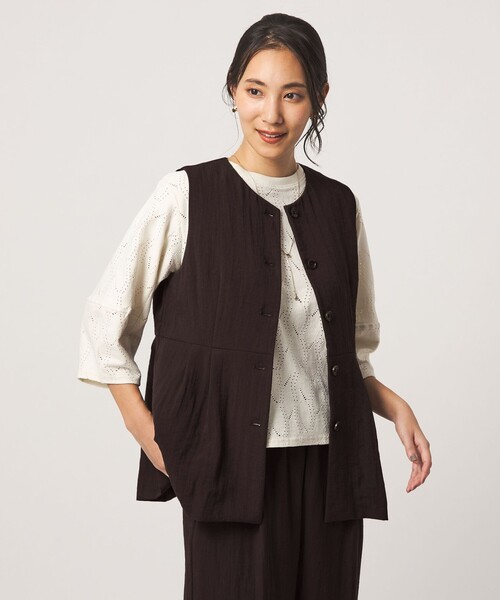 A DAY IN THE LIFE UNITED ARROWS(アデイインザライフユナイテッドアローズ)の「シボ ペプラムベスト+パンツ ‐セットアイテム・ウォッシャブル‐<A DAY IN THE LIFE>(ワンピース・レディース・ブラック/ダークブラウン/ネイビー・FREE)」の17枚目の写真