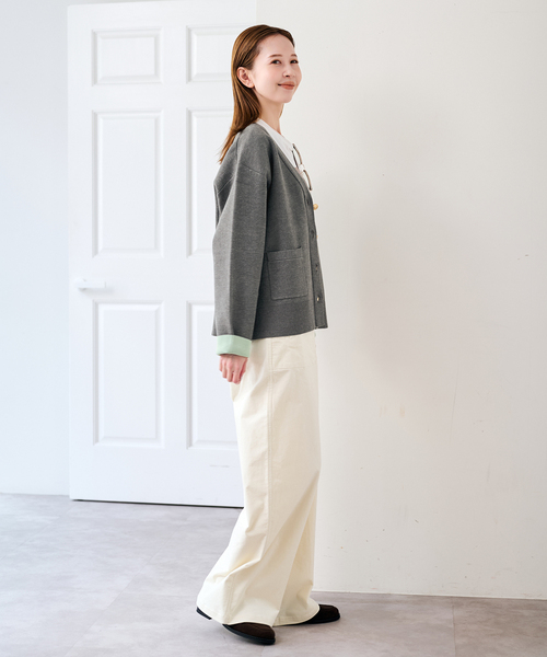 U by SPICK&SPAN(ユーバイスピックアンドスパン)の「金ボタンカラーニットカーデ(カーディガン/ボレロ・レディース・チャコールグレー/ネイビー・FREE)」の5枚目の写真