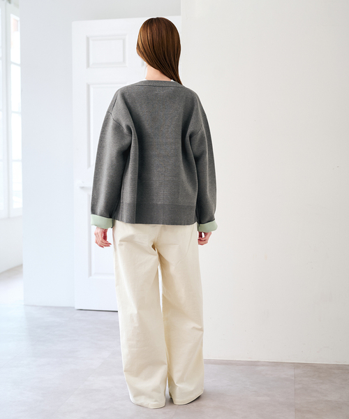 U by SPICK&SPAN(ユーバイスピックアンドスパン)の「金ボタンカラーニットカーデ(カーディガン/ボレロ・レディース・チャコールグレー/ネイビー・FREE)」の6枚目の写真