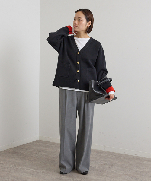 U by SPICK&SPAN(ユーバイスピックアンドスパン)の「金ボタンカラーニットカーデ(カーディガン/ボレロ・レディース・チャコールグレー/ネイビー・FREE)」の15枚目の写真