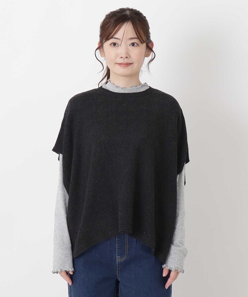 one'sterrace（ワンズテラス）の「綿タッチ 柄編みプルオーバーベスト（ベスト・レディース・ブラック系8/ブラウン系8・02）」の3枚目の写真