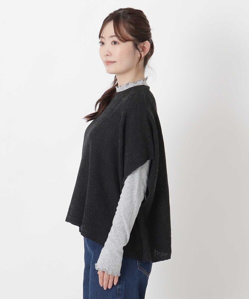 one'sterrace（ワンズテラス）の「綿タッチ 柄編みプルオーバーベスト（ベスト・レディース・ブラック系8/ブラウン系8・02）」の4枚目の写真