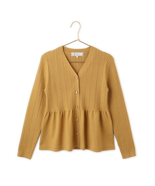 ROPE' PICNIC(ロペピクニック)の「アンチピリングミニケーブルペプラムカーディガン(カーディガン/ボレロ・レディース・マスタード/ダークブラウン/キナリ/ネイビー・FREE)」の4枚目の写真