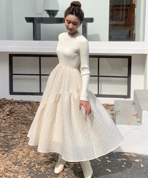 BIRTHDAY BASH(バースデイバッシュ)の「LUNA COMBINATION LONG DRESS(ルナコンビネーションドレス)(ワンピース・レディース・アイボリー/ブラック・M)」の2枚目の写真