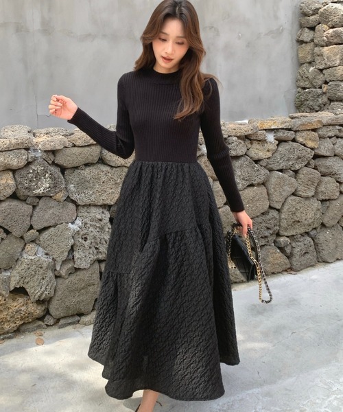 BIRTHDAY BASH(バースデイバッシュ)の「LUNA COMBINATION LONG DRESS(ルナコンビネーションドレス)(ワンピース・レディース・アイボリー/ブラック・M)」の1枚目の写真