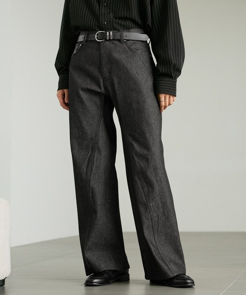 RAGEBLUE(レイジブルー)の「3D SEAM SEMI-FLARED DENIM PANTS/3Dシームセミフレアデニムパンツ【セットアップ対応】(デニムパンツ・メンズ・インディゴブルー/ブラック・LARGE/MEDIUM)」の2枚目の写真