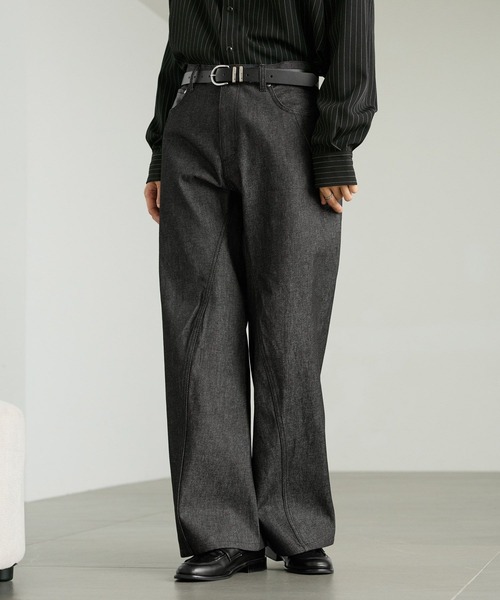 RAGEBLUE(レイジブルー)の「3D SEAM SEMI-FLARED DENIM PANTS/3Dシームセミフレアデニムパンツ【セットアップ対応】(デニムパンツ・メンズ・インディゴブルー/ブラック・LARGE/MEDIUM)」の10枚目の写真