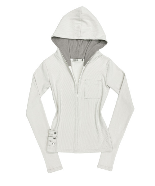 SOHUL（ソフル）の「Skin Belt Half Hood Zip (スキン アイボリー)（パーカー・レディース・その他・FREE）」の4枚目の写真